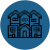 Neighbor motif icon with two side‑by‑side house silhouettes.